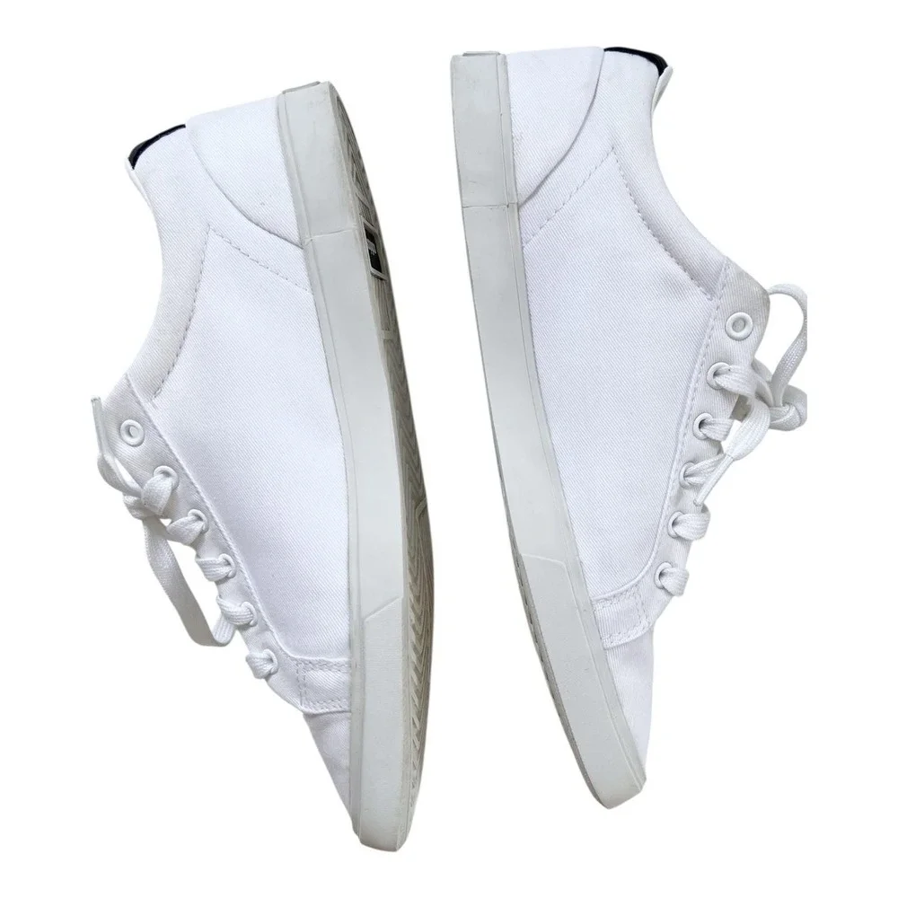 Adidas Sleek White Sneakers Rainbow and Gold Logo Canvas Shoes Womens 9M - Picture 4 of 7